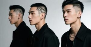 Buzz cut Asian men